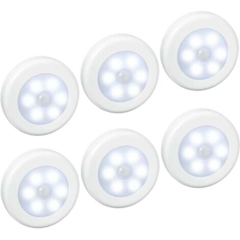 luci notturne a induzione LED per il rilevamento del corpo umano, illuminazione di emergenza per armadio, confezione da 6, luce bianca, adatte per armadio, ripostiglio, corridoio