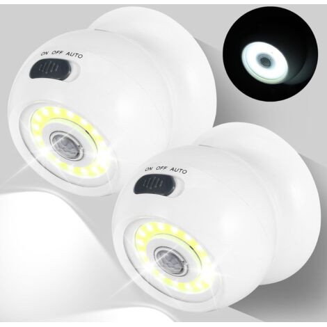 luci notturne con sensore di movimento PIR, luci con sensore alimentate a batteria, luci notturne con luce a sfera luminosa attiva con movimento a 360°, lampada di illuminazione wireless per