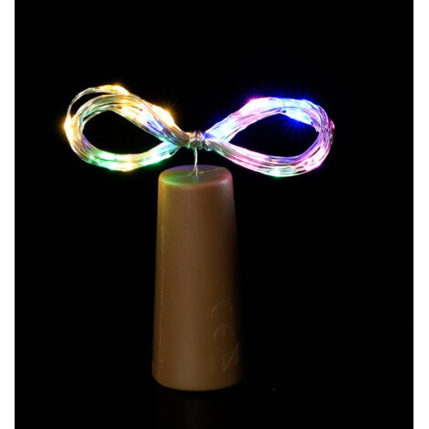 Luci per bottiglie di vino con tappo in sughero, 8 modalità di illuminazione, 20 LED impermeabili a batteria, mini luci a stringa in filo d'argento per bottiglie di liquore, decorazioni fai da te per 