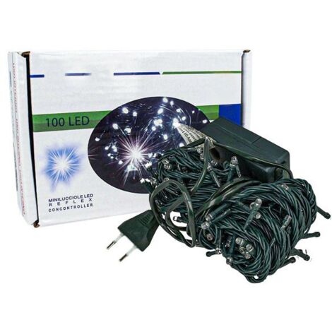 Luci Per Natale Catena 100 Led 9M Colore Bianco Caldo Giallo IP44 Lucciole Per Decorazioni Natalizie Con Filo Verde