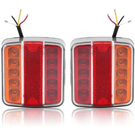 Luci posteriori a LED da 12 V, confezione da 2, per rimorchi e camion, luci posteriori a LED da 18 pezzi, luci dei freni posteriori con luce di stop impermeabile, luce targa per rimorchio