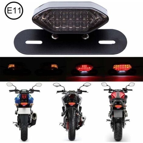 Luci posteriori a LED per moto, Luce freno posteriore per moto 12V Indicatore di direzione Indicatore luminoso Lampada targa(Fumo)