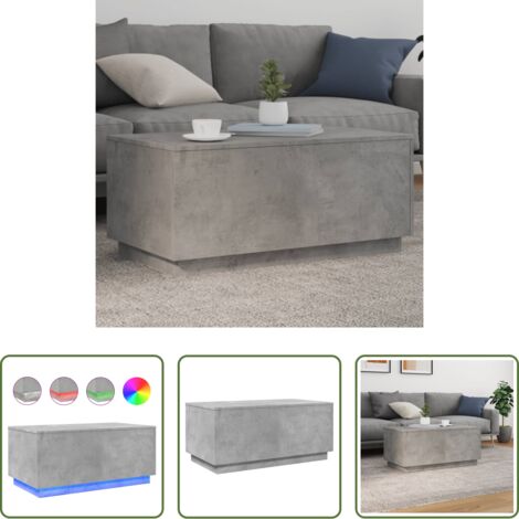 Luci RGB -  Tavolino da Soggiorno con Luci LED Grigio Cemento 90x50x40 cm