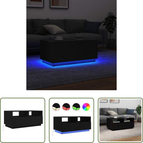 Luci RGB -  Tavolino da Soggiorno con Luci LED Rovere Nero 90x49x40 cm