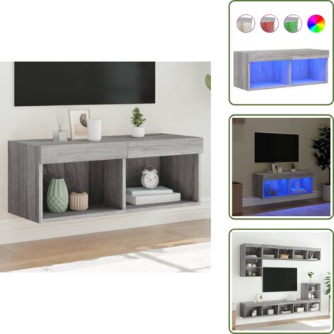Luci RGB - vidaXL Mobile Porta TV con Luci LED Grigio Sonoma 80x30x30 cm - Mobile per dispositivi multimediali