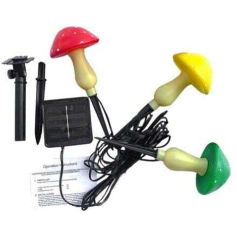 Luci solari a forma di fungo, illuminazione automatica, 8 modalità, bianco caldo, IP65, impermeabili, decorazione da giardino (1 confezione da 3 funghi)