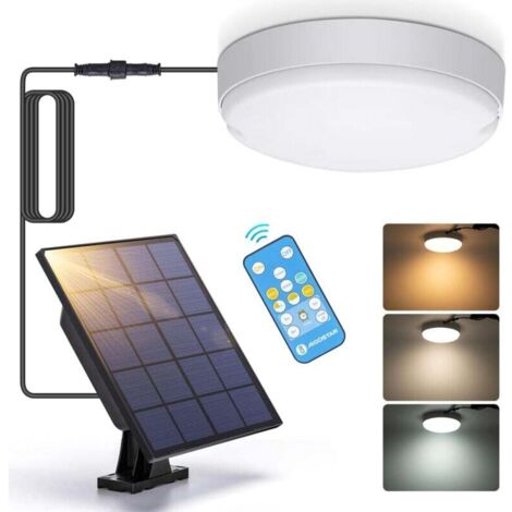 Luci solari a LED per esterni da 50 W con telecomando, illuminazione solare per esterni IP65, temperatura di colore regolabile 3000 K / 4000 K / 6500 K, plafoniera solare per interni