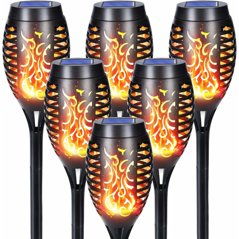 Image of Luci Solari da Esterno - 6 Luci Solari a 12 LED con Fiamme Realistiche, Torce Solari Impermeabili per Decorare Giardino, Patio, Sentieri, Prato