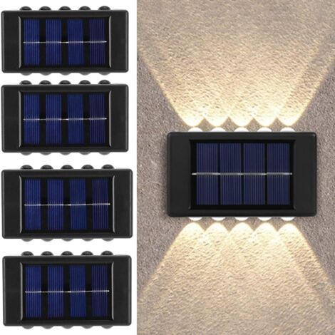 Luci solari da esterno, illuminazione da giardino, set da 4, applique da esterno, applique a LED, illuminazione verso l'alto e verso il basso, decorative, impermeabili IP65, luci solari da esterno, gi