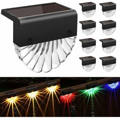 Luci solari da esterno impermeabili per patio, recinzione, scale, percorso, palo, portico, percorso, giardino, bianco caldo/LED, confezione da 8