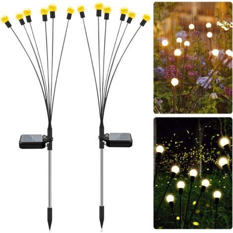Luci solari da esterno, luci solari da giardino Firefly da esterno, luci solari impermeabili IP65 da esterno per vialetti e patii (2 confezioni da 6 LED)