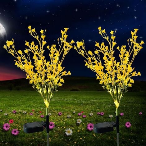 Luci solari da esterno, luci solari da giardino impermeabili, decorazioni per prato e patio da giardino esterno (2 fiori di colza)