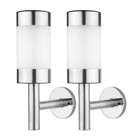 Luci solari da esterno, set da 2, applique solari a LED in acciaio inossidabile per giardino e cortile
