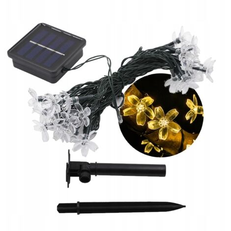 Luci solari da giardino 5 metri 20 LED Fiori BIANCO CALDO Decorative