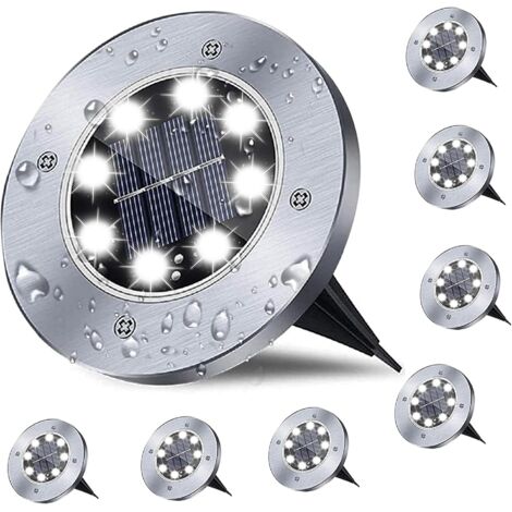 Luci solari da terra, luci solari da giardino impermeabili, luci da terra impermeabili e luminose per giardino esterno, luci da paesaggio per vialetti, patii, terrazze, prati, ponti, passerelle (8 luc