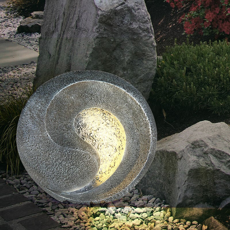 Image of Luci solari effetto pietra per esterni Scultura da giardino per esterni Lampada solare per esterni resistente alle intemperie, grigio, batteria
