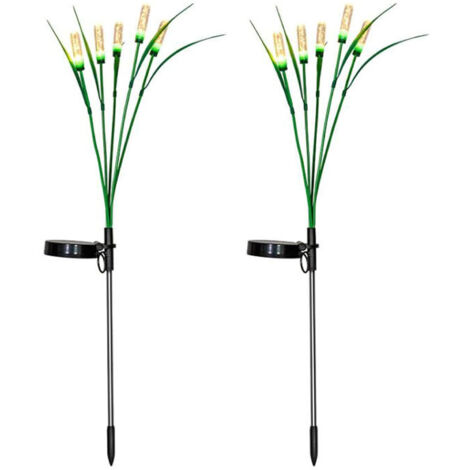 Luci solari per esterni, decorazione da giardino, 2 pezzi di luci solari da giardino Reeds, luci solari impermeabili per luce calda per