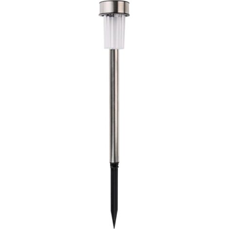 Luci solari per esterni - Set di 10 luci solari - Luci da giardino su palo - Luce bianca e colorata - IP44 resistente all'acqua - Ø4,8 x 36,5 cm - Acciaio inossidabile