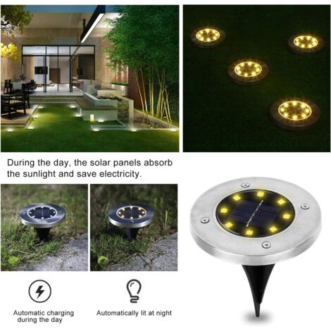 Luci solari per giardino Lampada solare Lampada da giardino Lampada da tavolo bianco caldo con 8 LED Lampada da terra a LED Lampada da giardino esterna IP65 4er in kit