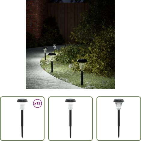 Luci solari per giardino -  Luci Solari per Percorsi con Picchetti 12 pz Bianche