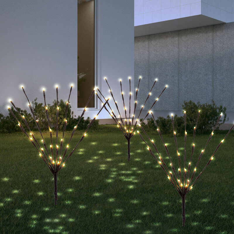 Image of Luci solari per la decorazione del giardino esterno lampada solare a luce solare con 3 rami, picchetto marrone con interruttore, 1x led, l 900 cm