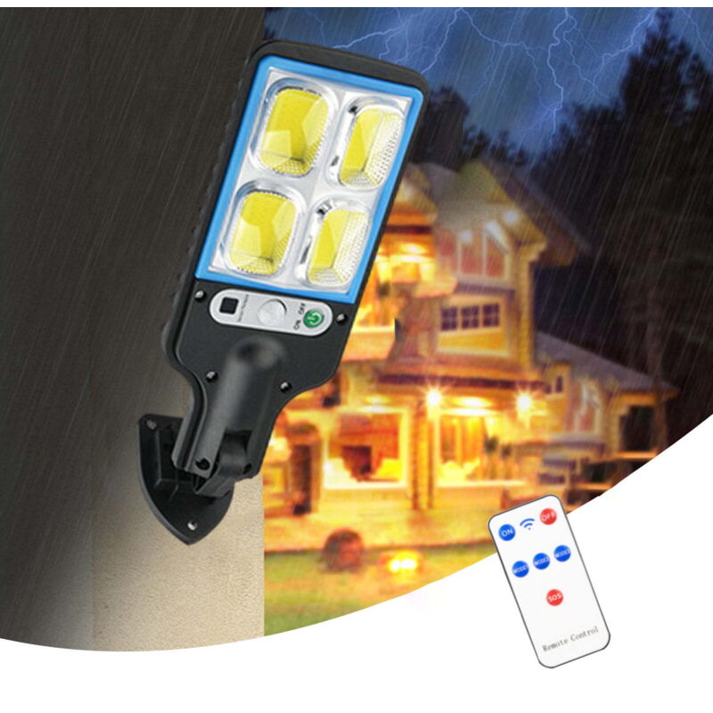 Luci solari per pareti, luci solari per esterni, luci solari con sensore di movimento, IP65, 3 modalità, con telecomando per recinzione