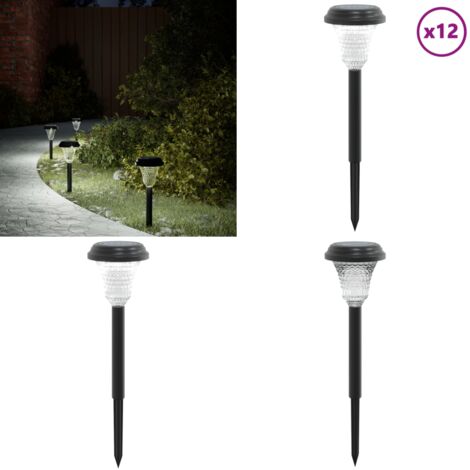 Luci Solari per Percorsi con Picchetti 12 pz Bianche - Luci solari per giardino - Luci solari per vialetti