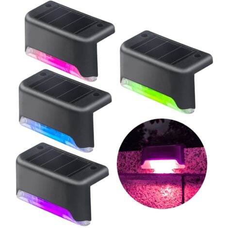 Luci solari per recinzione, 4 confezioni di luci solari con sensore di colore a LED, luci decorative per piscina, luci per gradini, luci per cortile