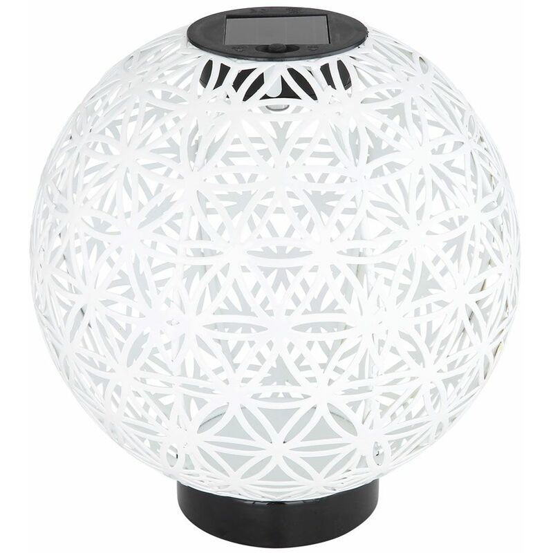 Image of Luci solari sferiche per esterno lampada solare palla orientale led palle da giardino solari, ottica cemento in effetto luce bianca, 1x led bianco