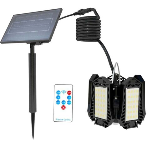 Luci solari sospese per interni/esterni, pieghevoli, per garage, con telecomando, 5 foglie, 60 LED, alimentate a energia solare, per gazebo, garage, negozi, casa, veranda - Una luce con 5 foglie