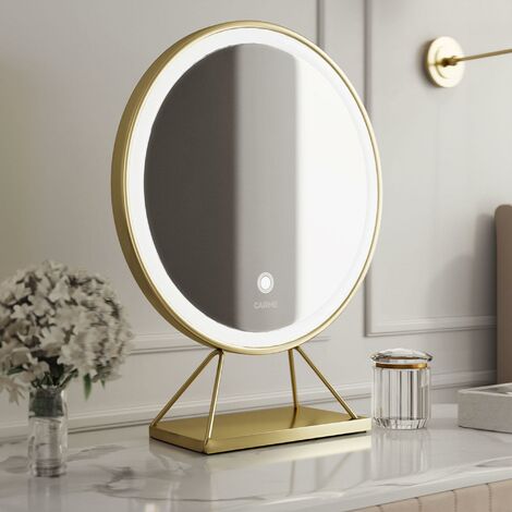 CARME HOME Lucia Large Gold Frame Touch Sensor LED Makeup Mirror with Lights