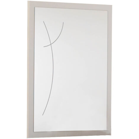 LUCIA - Miroir Rectangulaire Laqué Blanc et Chêne Anthracite
