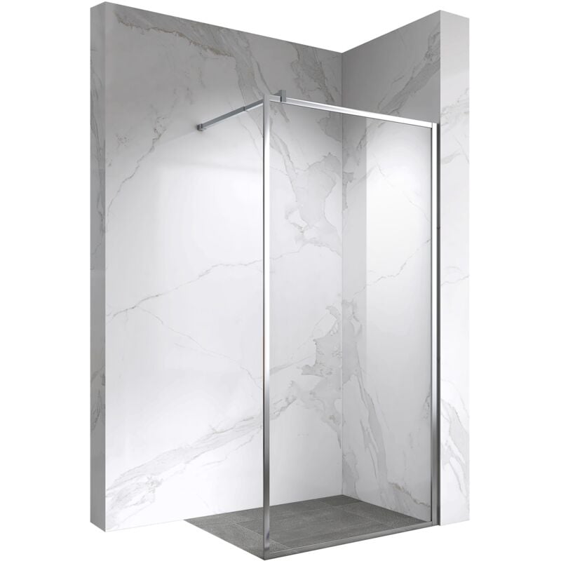 Saniverre - lucia Paroi de douche à l'Italienne chrome 70 x 200 cm, verre 8mm transparent, anticalcaire