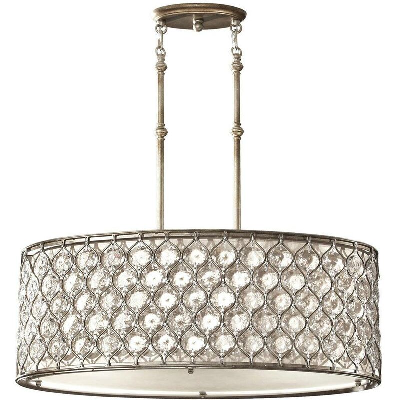Elstead Lucia - 3 Light Ceiling Cylindrical Pendant Polished Silver, E27