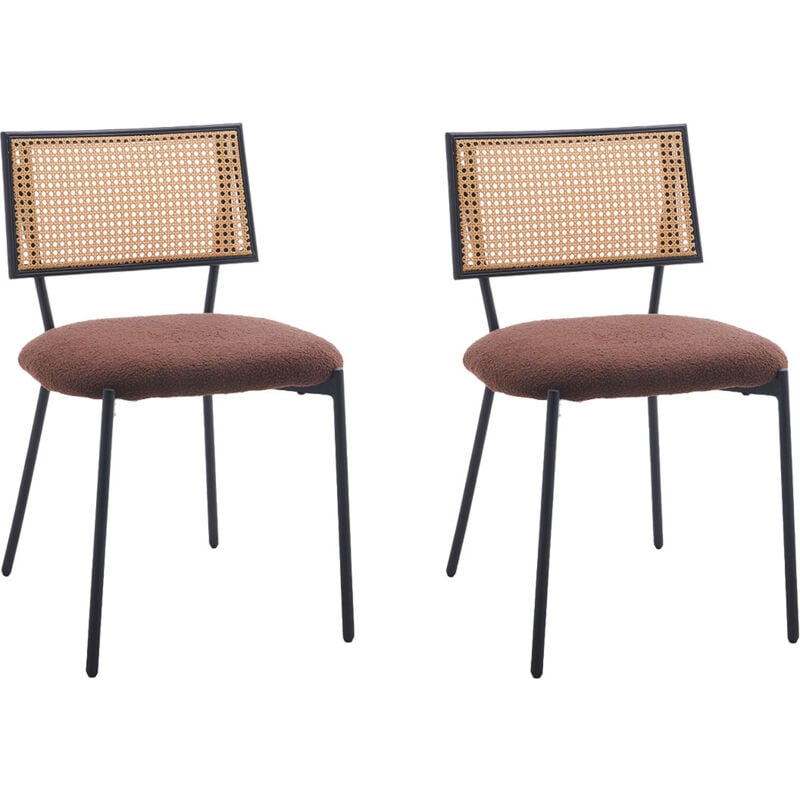 Lisa Design - Luciano - lot de 2 chaises - en tissu bouclette - marron
