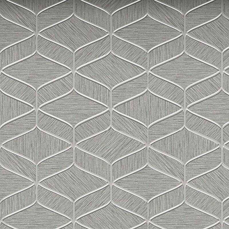 Belgravia Decor - Luciano Textured Wallpaper Silver Grey Vinyl Metallic Trellis