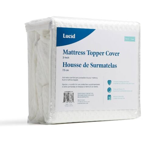 NONE LUCID Fodera per Topper, morbido e traspirante, antiscivolo, lavabile in lavatrice, Topper non incluso, 90 x 190 cm, 10 cm