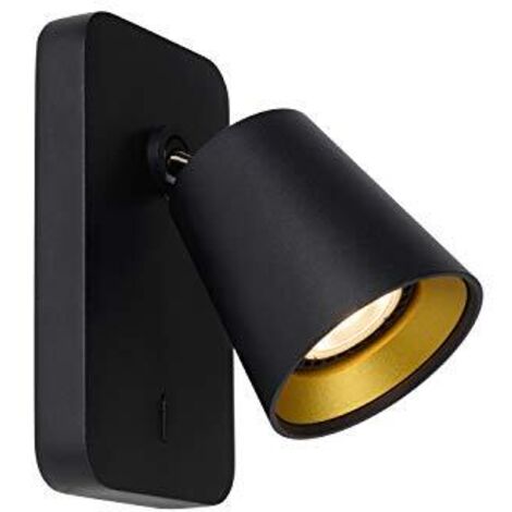 Lucide 09928/05/30 Faretto da parete, Alluminio, 5 W, Nero, Oro Opaco/Ottone