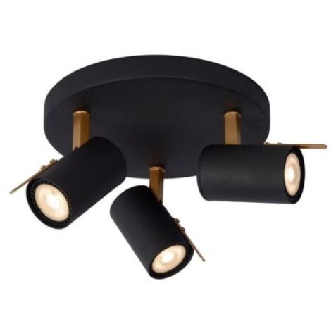 Lucide 17998/15/30 - Faretto a Soffitto, Metallo, 15 W, Nero, Oro opaco/Ottone
