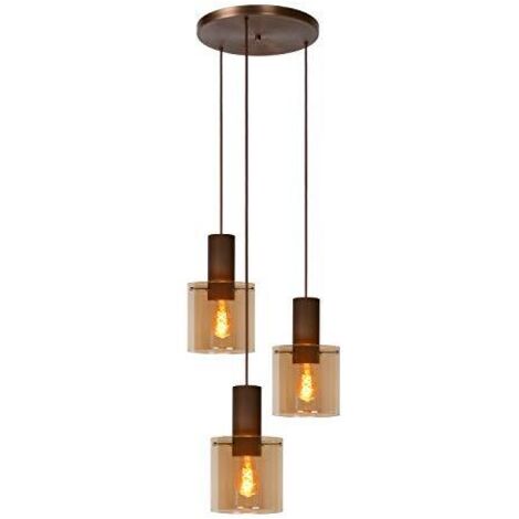 Lucide 74405/13/62 Lampadario a sospensione, Alluminio, 120 W, Ambra, Rame