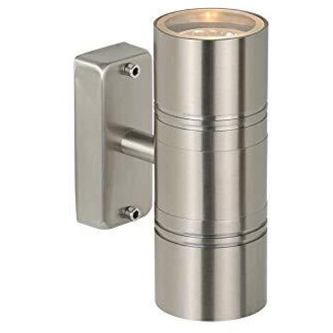 Lucide Arne di LEDÂ âÂ lampada da parete esternaÂ âÂ Ã 6,3Â cmÂ âÂ LEDÂ âÂ GU10Â âÂ 2Â X 5Â W 2700Â KÂ âÂ IP44Â âÂ cromato opaco, Ferro, Satin Chrome, GU10 5 wattsW 230 voltsV
