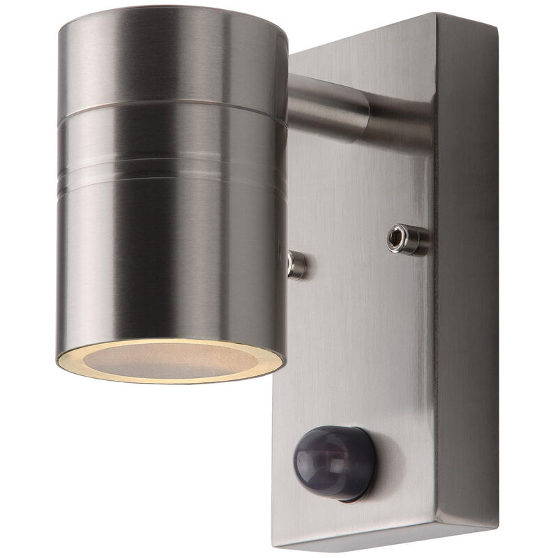 Arne-led - Wall Spotlight Outdoor, pir Sensor - Ø6,3cm - led - GU10 - 1x5W 2700K - IP44 - Satin Chrome - Lucide