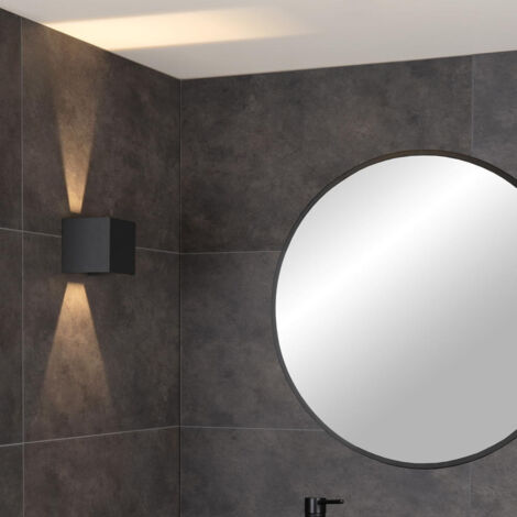 Lucide AXI - Wandstrahler / Wandleuchte Badezimmer - LED - 2x7W 2700K - IP54 - Einstellbarer Abstrahlwinkel - Schwarz