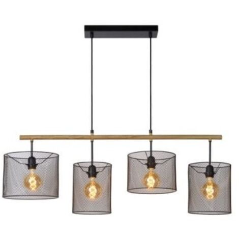 Lucide Baskett luci del pendente di nero, metallo, E27, 60 W, Nero, 107 x 23 x 170 cm