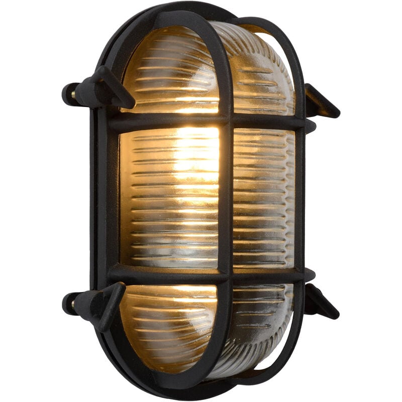 Lucide - dudley - Oval Bulkhead Wall Light Outdoor - 1xE27 - IP65 - Black