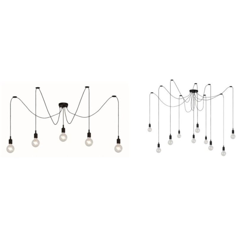 LUCIDE Suspension modulable 5 lumi&egrave;res en silicone diam&egrave;tre 4m FIX noir noir