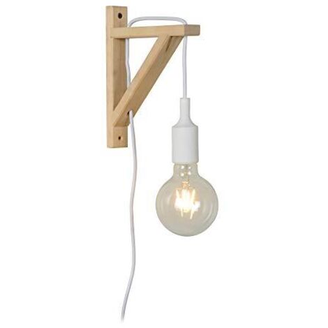 Lucide Fix Wall della lampada da parete di bianco, legno, e27, 60 W, Bianco, 19 x 3.2 x 22.5 cm