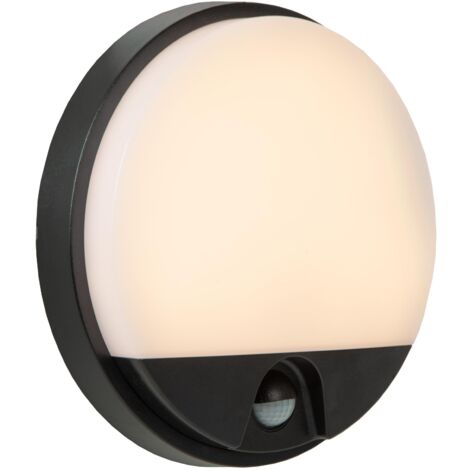 Lucide HUPS IR - Wandleuchte Innen/Außen - Ø 21 cm - LED - 1x10W 3000K - IP54 - Bewegung und Tag/Nacht-Sensor - Schwarz