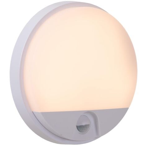 Lucide HUPS IR - Wandleuchte Innen/Außen - Ø 21 cm - LED - 1x10W 3000K - IP54 - Bewegung und Tag/Nacht-Sensor - Weiß