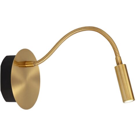 Lucide JOLIJN - wiederaufladbare Bettlampe / Wandleuchte - Akku/Batterie - Ø 11 cm - LED - 1x2W 3000K - Magnetisch - Mattes Gold / Messing